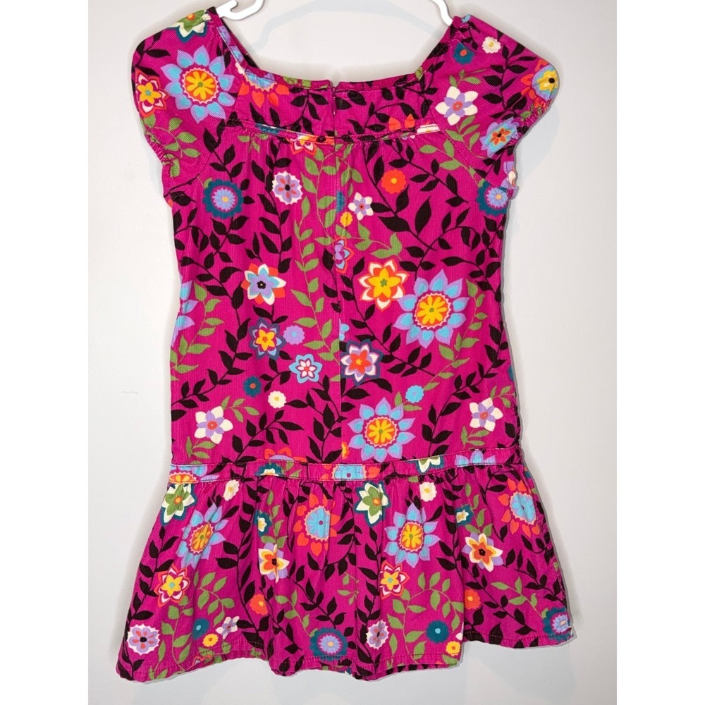 Gap Kids Pink Floral Corduroy Dress Girls Medium Bright Boho Peplum - Picture 3 of 6
